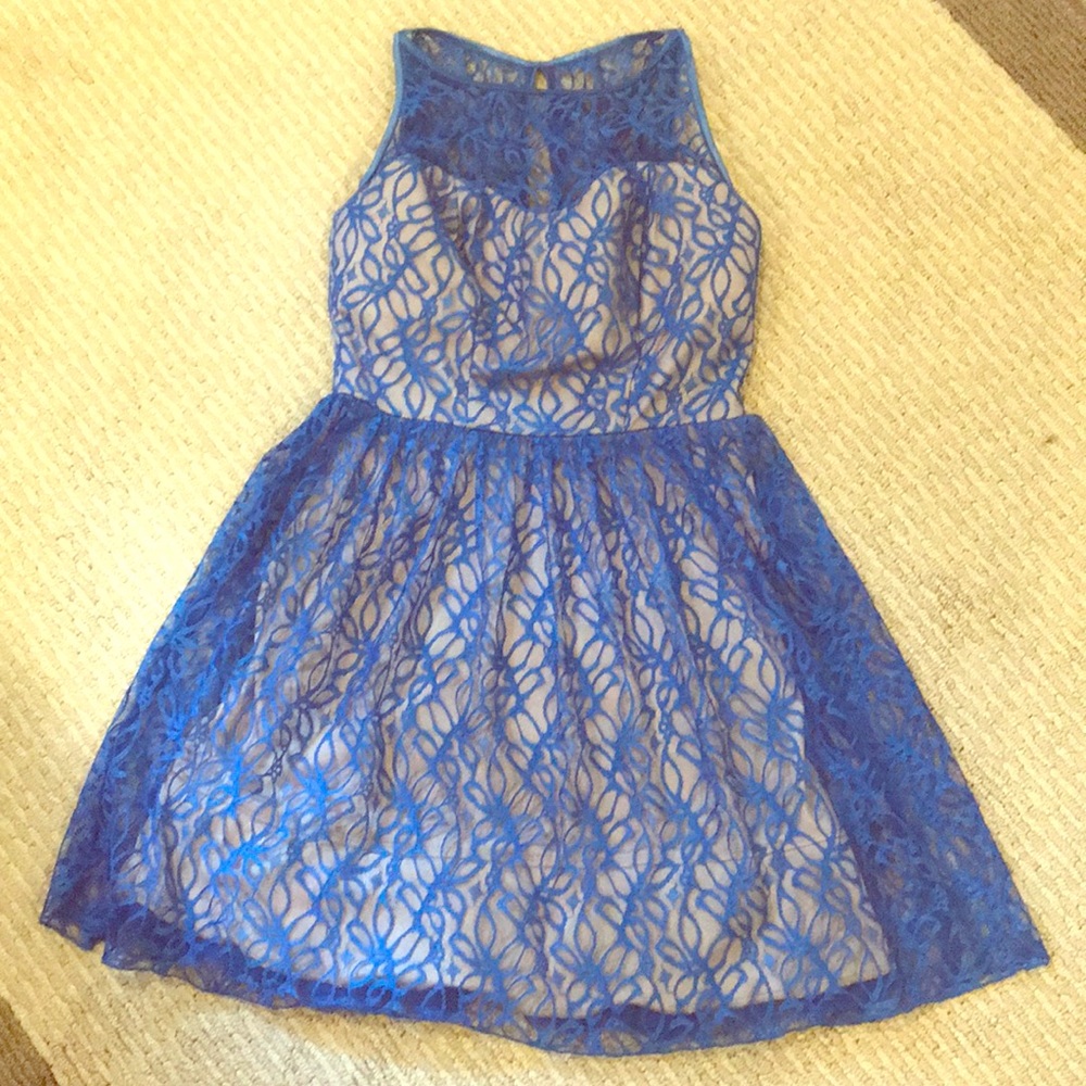 Blue Tea Length Homecoming or Prom Dress